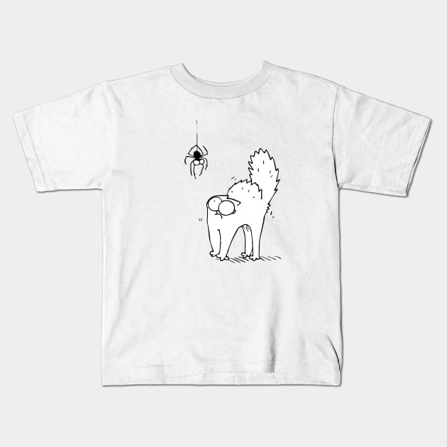 Simons Cat And Spider Cute Kids T-Shirt by devanpm